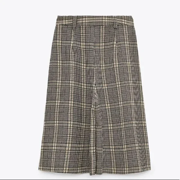 ZARA PLAID SKORTS BROWN LARGE